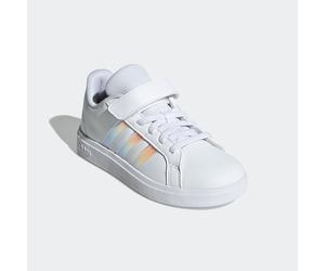 Klettschuh ADIDAS SPORTSWEAR "GRAND COURT 2.0 KIDS", Mädchen, Gr. 34, weiß (cloud weiß, iridescent, ftwr weiß), Synthetik, Textil, Schuhe Klettschuh, mit Klettverschluss, für Kinder & Jugendliche (465