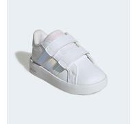 Klettschuh ADIDAS SPORTSWEAR "GRAND COURT 3.0 FÜR BABYS UND KLEINKINDER", Kinder, Gr. 22, cloud weiß, iridescent, ftwr weiß, Synthetik, Textil, Schuhe Klettschuh, für Kinder (49352206-22) cloud weiß,