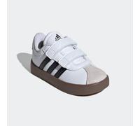 Klettschuh ADIDAS SPORTSWEAR "VL COURT 3.0 KIDS", Mädchen, Gr. 26, schwarz-weiß (cloud weiß, core schwarz, grau one), Leder, Synthetik, Schuhe Klettschuh, inspiriert vom Design des adidas samba, für K
