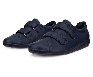 Klettschuh ECCO "SOFT 2.0", Damen, Gr. 35, blau (marine), Leder, Schuhe Klettschuh, Halbschuh, Freizeitschuh mit Klettverschlüssen (40878113-35) marine