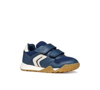 Klettschuh GEOX "J RANN-E BOY", Kinder, Gr. 35, blau, Lederimitat, Textil, Schuhe Klettschuh, Halbschuh mit Kontrastbesatz, Größenschablone zum Download (78419602-35) blau