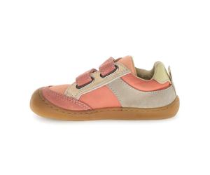 Klettschuh NATURINO "BAREFOOT KESY", Mädchen, Gr. 30, rosa (rosa kombiniert), Textil, Veloursleder, Schuhe Klettschuh, Halbschuh mit Print, Größenschablone zum Download (11855600-30) rosa kombiniert