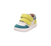 Klettschuh SUPERFIT "SUPIES WMS: mittel", Kinder, Gr. 26, gelb kombiniert, Nappaleder, Polyester, Veloursleder, mehrfarbig, Schuhe Klettschuh, Sneaker, Freizeitschuh im Retro Look, Größenschablone zum