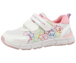 Klettschuh TOM TAILOR, Kinder, Gr. 32, bunt (sanftes weiß, bunt), Lederimitat, Textil, Schuhe Klettschuh, Freizeitschuh, Halbschuh, Sneaker mit bunter Sternen-Applikation (85400712-32) sanftes weiß, b