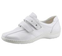 Klettschuh WALDLÄUFER "HENNI", Damen, Gr. 10 (44,5), weiß, Leder, Schuhe Klettschuh, Bequemschuh, Slipper mit abgepolstertem Schaftrand und Komfortweite H (65039565-10)