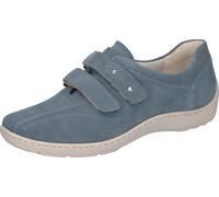 Klettschuh WALDLÄUFER "HENNI", Damen, Gr. 4,5 (37,5), blau, Nubukleder, Schuhe Klettschuh, Komfortschuh, Freizeitschuh, Halbschuh mit Nieten und H-Weite (90747558-4,5)
