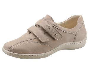 Klettschuh WALDLÄUFER "HENNI", Damen, Gr. 6,5, beige, Nubukleder, Schuhe Klettschuh, Komfortschuh, Freizeitschuh, Halbschuh mit Nieten und H-Weite (66845317-6,5)