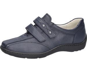 Klettschuh WALDLÄUFER "HENNI", Damen, Gr. 6,5, dunkelblau, Nappaleder, Schuhe Klettschuh, Bequemschuh, Slipper mit abgepolstertem Schaftrand und Komfortweite H (79490235-6,5) dunkelblau