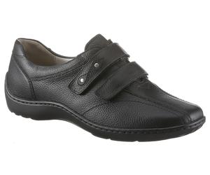 Klettschuh WALDLÄUFER "HENNI", Damen, Gr. 6,5, schwarz, Leder, Schuhe Klettschuh, Bequemschuh, Slipper mit abgepolstertem Schaftrand und Komfortweite H (46262960-6,5) schwarz