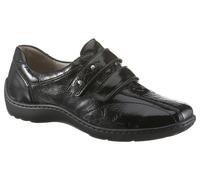 Klettschuh WALDLÄUFER "HENNI", Damen, Gr. 7,5 (41), schwarz, Lackleder, glänzend, Schuhe Klettschuh, Bequemschuh, Slipper in Glanzoptik und komfortabler Schuhweite H (21854115-7,5)