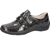 Klettschuh WALDLÄUFER "Henni", Damen, Gr. 8 (42), carbon, leo, Lackleder, Schuhe Klettschuh, Lackschuh, Komfortschuh, Leo-Optik, Bequemweite H (=sehr weit) (57025055-8) carbon, leo