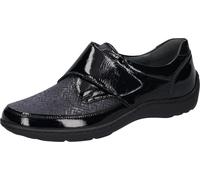 Klettschuh WALDLÄUFER "HENNI-Soft", Damen, Gr. 5,5 (38,5), blau (nachtblau), Lackleder, Nappaleder, Textil, Schuhe Klettschuh, Bequemschuh, Komfortschuh in Lack-Optik, Weite H = sehr weit (53141114-5,