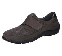 Klettschuh WALDLÄUFER "HENNI-Soft", Damen, Gr. 5,5 (38,5), grau (dunkelgrau), Lackleder, Nubukleder, Textil, Schuhe Klettschuh, Slipper, Komfortschuh, Bequemschuh mit Orthotritt, Weite H (97660057-5,5