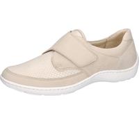Klettschuh WALDLÄUFER "HENNI-Soft", Damen, Gr. 7 (40,5), beige (hellbeige), Nubukleder, Textil, Schuhe Klettschuh, Komfortschuh, Freizeitschuh mit Textil-Stretch, H-Weite (75286725-7) hellbeige