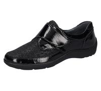 Klettschuh WALDLÄUFER "HENNI-Soft", Damen, Gr. 8 (42), schwarz, Lackleder, Nappaleder, Textil, Schuhe Klettschuh, Bequemschuh, Komfortschuh in Lack-Optik, Weite H = sehr weit (74064451-8) schwarz