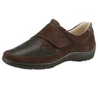 Klettschuh WALDLÄUFER "HENNI-Soft", Damen, Gr. 8,5 (42,5), braun (dunkelbraun), Nubukleder, Textil, Veloursleder, Basic, Schuhe Klettschuh, Bequemschuh, Halbschuh, Sneaker in Komfortweite H (= sehr we