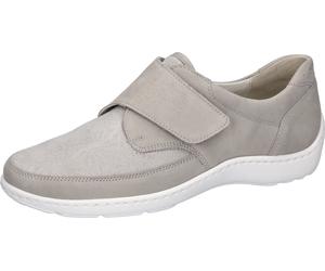 Klettschuh WALDLÄUFER "HENNI-Soft", Damen, Gr. 8,5 (42,5), grau (hellgrau), Nubukleder, Textil, Schuhe Klettschuh, Komfortschuh, Freizeitschuh mit Textil-Stretch, H-Weite (40591231-8,5) hellgrau