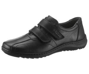 Klettschuh WALDLÄUFER "Herwig", Herren, Gr. 10,5 (45), schwarz, Nappaleder, Schuhe Klettschuh, Slipper, Komfortschuh, Freizeitschuh mit Klettverschlüssen, G-Weite (94802618-10,5) schwarz