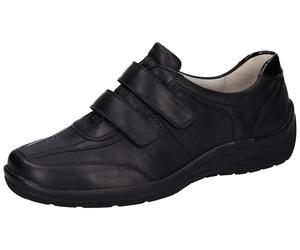 Klettschuh WALDLÄUFER "HESNA", Damen, Gr. 4,5 (37,5), schwarz, Lackleder, Nappaleder, Schuhe Klettschuh, mit Klettverschlüsse, H-Weite (47691164-4,5)