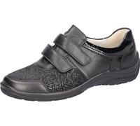 Klettschuh WALDLÄUFER "HESNA-Soft", Damen, Gr. 5,5 (38,5), schwarz, Lackleder, Nappaleder, Textil, Schuhe Klettschuh, Komfortschuh, Bequemschuh, Halbschuh in H-Weite, mit Orthotritt (11583311-5,5) sch