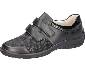 Klettschuh WALDLÄUFER "HESNA-Soft", Damen, Gr. 6,5, schwarz, Lackleder, Nappaleder, Textil, Schuhe Klettschuh, Komfortschuh, Bequemschuh, Halbschuh in H-Weite, mit Orthotritt (11583311-6,5) schwarz