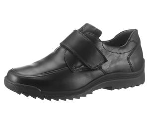 Klettschuh WALDLÄUFER "Kai", Herren, Gr. 10,5 (45), schwarz, Nappaleder, Schuhe Klettschuh, Halbschuh, Freizeitschuh, Komfortschuh in Bequemweite H (=sehr weit) (99674444-10,5) schwarz