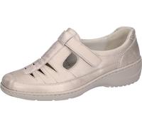 Klettschuh WALDLÄUFER "KYA", Damen, Gr. 5 (38), hellgrau, Nappaleder, metallic, Basic, Schuhe Klettschuh, Bequemschuh, Halbschuh mit Klettverschluss, in Komfortweite K (26480609-5) hellgrau