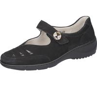 Klettschuh WALDLÄUFER "Kya", Damen, Gr. 8 (42), schwarz, Nubukleder, unifarben, Schuhe Klettschuh, Spangenschuh, Komfortschuh, Sandale in Komfortweite K (= extra weit) (59017037-8) schwarz