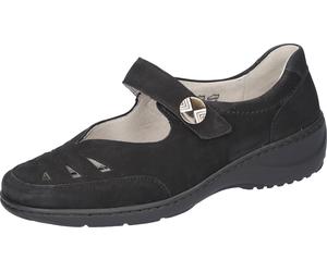 Klettschuh WALDLÄUFER "Kya", Damen, Gr. 8 (42), schwarz, Nubukleder, unifarben, Schuhe Klettschuh, Spangenschuh, Komfortschuh, Sandale in Komfortweite K (= extra weit) (59017037-8) schwarz