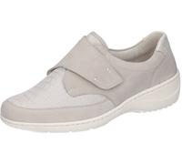 Klettschuh WALDLÄUFER "Kya-Soft", Damen, Gr. 8,5 (42,5), Leder Textil, silber (hellgrau, silberfarben), Glattleder, Nubukleder, Textil, Schuhe Klettschuh, Komfortschuh, Halbschuh in komfortable Weite