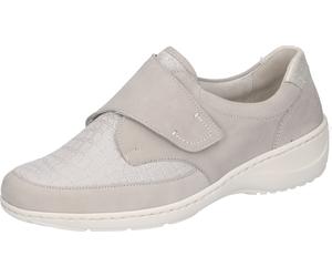 Klettschuh WALDLÄUFER "Kya-Soft", Damen, Gr. 8,5 (42,5), silber (hellgrau, silberfarben), Glattleder, Nubukleder, Textil, Schuhe Klettschuh, Komfortschuh, Halbschuh in komfortable Weite K = extraweit