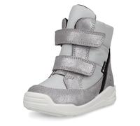 Klettstiefel ECCO "Urban Mini", Mädchen, Gr. 25, silber (grau, silberfarben), Textil, Veloursleder, metallic, Schuhe Klettstiefel, Winterboots, Winterstiefel, Stiefelette mit GORE-TEX (82034067-25) gr