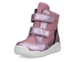 Klettstiefel ECCO "Urban Mini", Mädchen, Gr. 28, rosa (rosa, flieder), Textil, Veloursleder, metallic, Schuhe Klettstiefel, Winterboots, Winterstiefel, Stiefelette mit GORE-TEX (21762353-28) rosa, fli