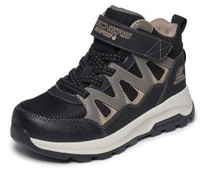 Klettstiefel SKECHERS "STORM BLAZER", Mädchen, Gr. 30, blau (schwarz, taupe), Lederimitat, Schuhe Klettstiefel, Freizeitschuh mit waterproof, Größenschablone zum Download (91218732-30) schwarz, taupe