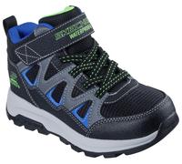 Klettstiefel SKECHERS "STORM BLAZER", Mädchen, Gr. 30, schwarz (schwarz, blau), Lederimitat, Textil, kontrastfarbene Details, Schuhe Klettstiefel, Freizeitschuh mit waterproof, Größenschablone zum Dow