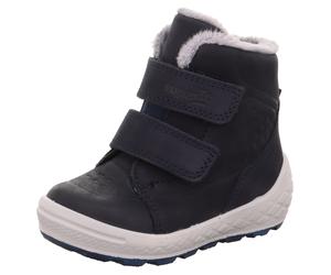 Klettstiefel SUPERFIT "GROOVY 2.0, WMS: mittel", Mädchen, Gr. 23, blau (nachtblau), Nubukleder, Textil, Schuhe Klettstiefel, Snowboots mit Schurwolle, Größenschablone zum Download (27365833-23) nachtb