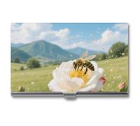 KLJHNVBM Bee on A Rose Visitenkartenetui, schlank, leicht, Visitenkartenetui, tragbar, Metall, Kredit-Ausweishülle für Männer und Frauen