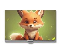 KLJHNVBM Cute Little Fox Visitenkartenetui, schlank, leicht, Visitenkartenetui, tragbar, Metall, Kredit-Ausweishülle für Männer und Frauen