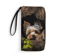 KLJHNVBM Geldbörse aus PU-Leder für Damen und Herren, Motiv: A Little Yorkshire Terrier, Clutch, kleine Geldbörse mit Kartenfächern für Reisen