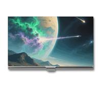 KLJHNVBM Nature Outer Space Galaxy Starry Night Visitenkartenetui, schlank, leicht, Visitenkartenetui, tragbar, Metall, Kredit-Ausweishülle für Männer und Frauen