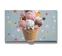 KLJHNVBM Sweet Ice Cream Visitenkartenetui, schlank, leicht, Visitenkartenetui, tragbar, Metall, Kredit-Ausweishülle für Damen und Herren