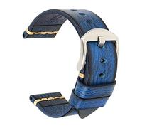 KLVN Maikes Echtes Leder Armband Für Galaxy Uhr Band 20mm 22mm 24mm Uhr Band Tissote Timex Omega Handgelenk armbänder(Deep Blue-Silver,22mm)