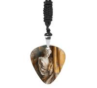 KLWQR Old Marble Wall Guitar Pick Necklace Stainless Steel Guitar Pick Holder Necklace Guitar Pendant Decoration for Women Men Music Lover Gift, One Size, Titanium Steel, No Gemstone