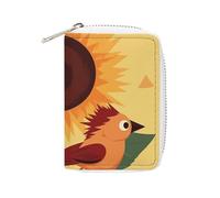 KLWQR RFID-Kreditkartenetui für Damen, niedlich, klein, Leder, Kartenhalter, Geldbörse, Cartoon-Sonnenblume und Vogel, Kartenetui mit Reißverschluss, Stil, 16 x 11,5 cm, Stil:, 16x11.5cm