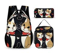 KLWQR Rucksack für Paare, Katzen, für Damen und Herren, leicht, wasserdicht, mit Lunchbox, Federmäppchen, Reise-Laptop-Rucksack, lässiger Tagesrucksack, Stil, Einheitsgröße