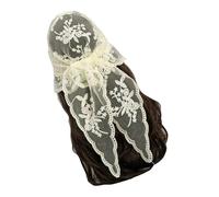 KMGDM Bestickter Spitzenschal, Dreieckstuch, Blumen-Stirnband, Spitze, Kopftuch, Bandana, Stirnband, eleganter Schal, 135 x 45 cm, für Damen, Beige Gelb, 135x45cm