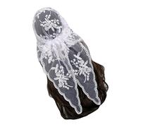 KMGDM Bestickter Spitzenschal, Dreieckstuch, Blumen-Stirnband, Spitze, Kopftuch, Bandana, Stirnband, eleganter Schal, 135 x 45 cm, für Damen, weiß, 135x45cm