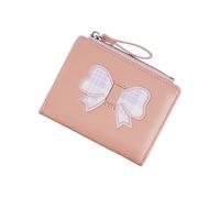 KMGDM Kompakte, faltbare Geldbörse mit Schleifen-Design, für Damen, mehrfarbig, weiches PU-Leder, Kartenhalter, Sichtfenster, Geldbörse für Damen, Helles Pk, 11.5x9x1.5cm