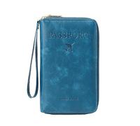 KMGDM Reisepasshülle, Reisebrieftasche, Reisepasshülle, Reisezubehör für Karten, Bordkarten, Peacoke Blue, 11.5*19*2CM