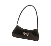 KMGDM Stilvolle Handtasche mit Schleifen-Akzent, leichte PU-Unterarm-Geldbörse, Schultertasche, perfekt für Arbeit oder Freizeitkleidung, PU, Schwarz